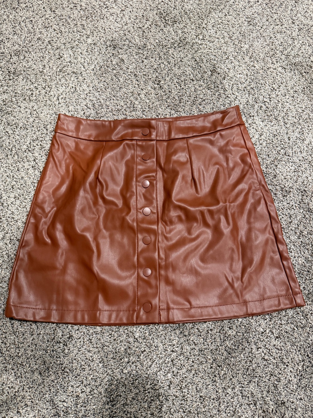 Noisy may NWOT Chestnut Brown Faux Leather Button-Front Mini Skirt